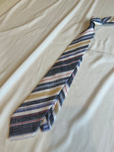 Load image into Gallery viewer, Men’s Necktie in Blue and Yellow Linen Stripe
