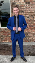 Load image into Gallery viewer, Limited | Men’s Silk Necktie in Black and Blue Geometric Cube
