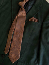 Load image into Gallery viewer, Men’s Necktie in Copper and Black Paisley
