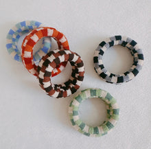 Load image into Gallery viewer, Checkered Donut Hair Ties set of 5
