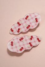 Load image into Gallery viewer, Cherries and Bows Plaid Barrette Clips
