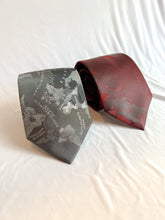Load image into Gallery viewer, Men’s Necktie in Steel Atlas | Silver Gray Map Tie
