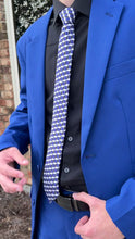 Load and play video in Gallery viewer, Limited | Men’s Silk Necktie in Black and Blue Geometric Cube
