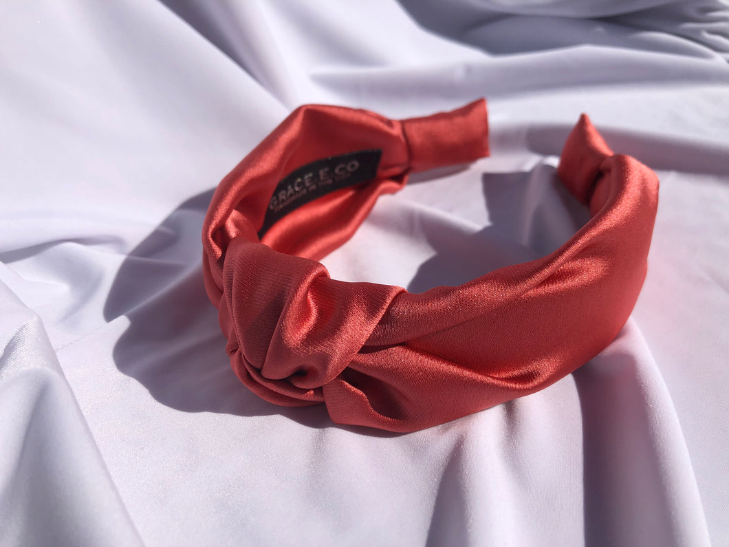 Satin Headbands in Terracotta
