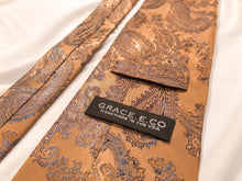 Load image into Gallery viewer, Men’s Necktie in Copper and Blue Paisley
