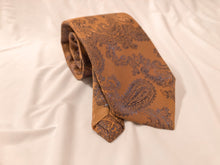 Load image into Gallery viewer, Men’s Necktie in Copper and Blue Paisley
